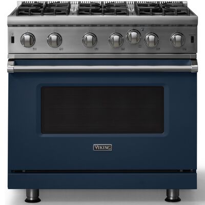 Viking 5 Series 36 in. 5.1 cu. ft. Standard Convection Gas Range with Open Burners - Slate Blue | VGIC53626BSB