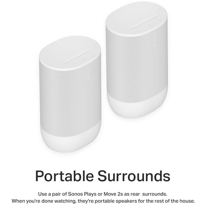 Sonos Move 2 Portable Rechargeable Splashproof Bluetooth & Wi-Fi Speaker - White, White, hires
