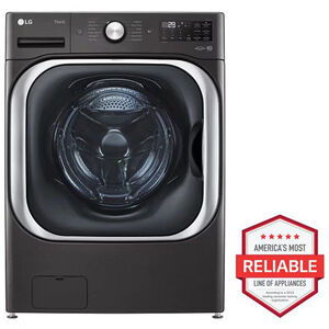 LG 29 in. 5.2 cu. ft. Smart Stackable Front Load Washer with Steam Wash Cycle - Black Steel, , hires
