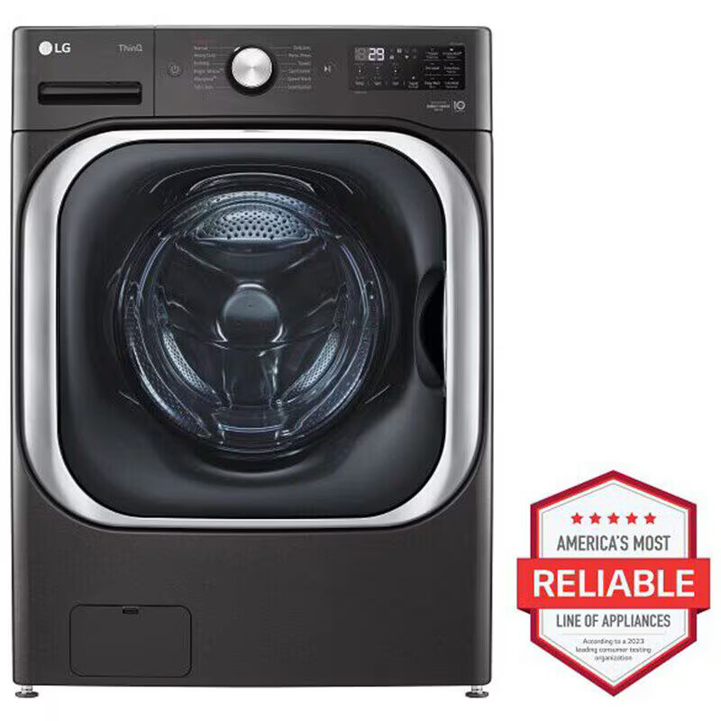 LG 29 in. 5.2 cu. ft. Smart Stackable Front Load Washer with Steam Wash Cycle - Black Steel, , hires