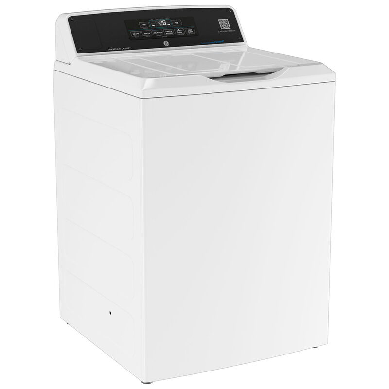 GE 27 in. 3.8 cu. ft. Smart Commercial Top Load Washer with Agitator & Built-In App Payment System - White, , hires