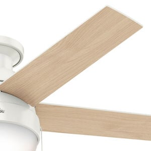 Hunter Anslee 46 in. Low Profile Ceiling Fan with LED Light Kit and Pull Chain - White, White, hires