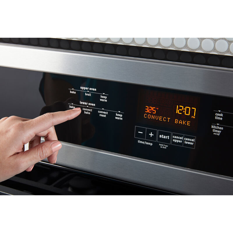 Maytag 30 in. 6 cu. ft. True European Convection Double Oven Gas Range with 5 Sealed Burners - Stainless Steel, , hires
