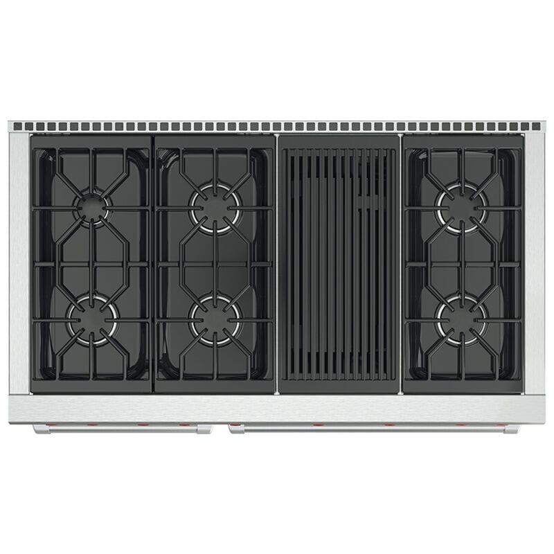 Wolf 48 in. 6.9 cu. ft. Standard Convection Double Oven Gas Range with 6 Sealed Burners & Grill - Stainless Steel, , hires