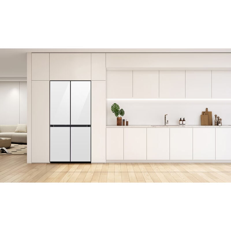 Samsung Bespoke 36 in. 22.8 cu. ft. Smart Counter Depth 4-Door French Door Refrigerator with Internal Water Autofill Pitcher - White Glass, White Glass, hires