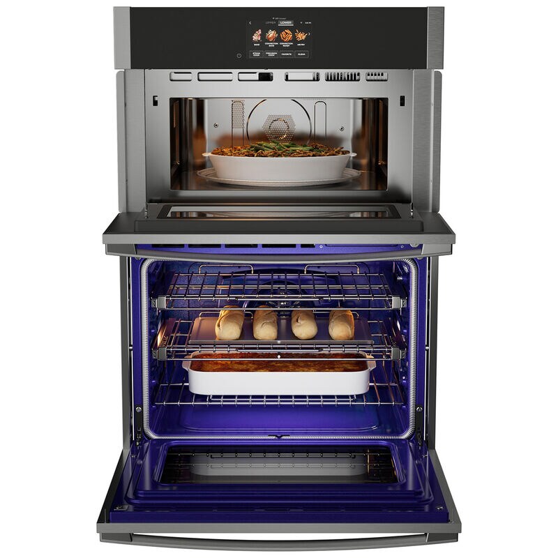 GE Profile 30 in. 6.4 cu. ft. Smart Speed/Steam Electric Microwave/Wall Oven Combo with True European Convection & Sensor Cooking - Stainless Steel, , hires