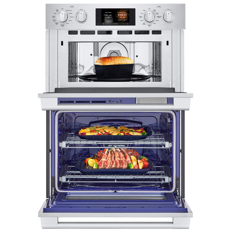 SKS 30 in. 9.4 cu. ft. Smart Top Control SteamElectric Double Wall Oven with True European Convection - Stainless Steel, , hires