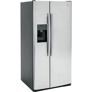 GE 33 in. 23.0 cu. ft. Side-by-Side Refrigerator with External Ice & Water Dispenser - Stainless Steel, Stainless Steel, hires