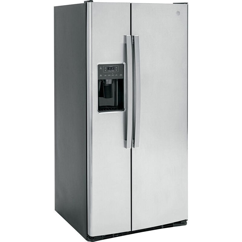 GE 33 in. 23.0 cu. ft. Side-by-Side Refrigerator with External Ice & Water Dispenser - Stainless Steel, Stainless Steel, hires