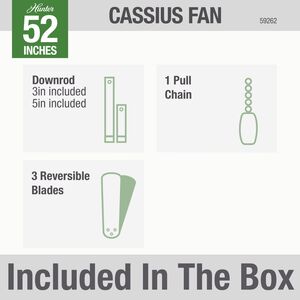 Hunter Cassius 52" Indoor /Outdoor Ceiling Fan - Matte Silver, Silver, hires