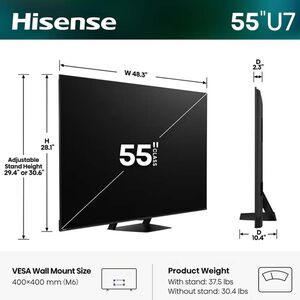 Hisense - 55" Class U7 Series ULED Mini-LED 4K UHD Smart Google TV, , hires