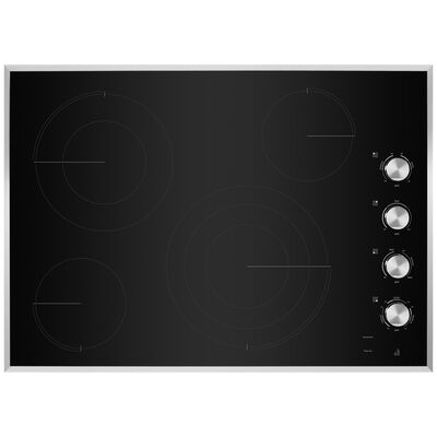 JennAir Lustre Stainless 30 in. 4-Burner Electric Cooktop with Simmer Burner & Power Burner - Stainless Steel | JEC3430HS