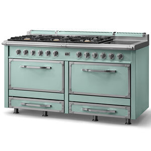 Viking Tuscany Series 66 in. 7.6 cu. ft. True European Convection Double Oven Dual Fuel Range with 8 Sealed Burners - Splash, , hires