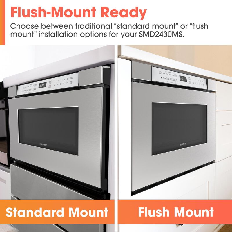 Sharp 24 in. 1.2 cu. ft. 950W Drawer Microwave with Sensor Cooking - Stainless Steel, , hires