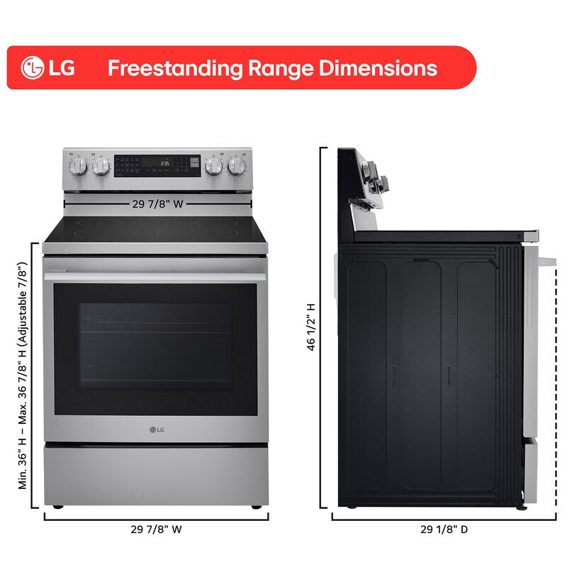 LG 30 in. 6.3 cu. ft. Smart Air-Fry True European Convection Electric Range with Radiant Burners - PrintProof Stainless Steel, , hires