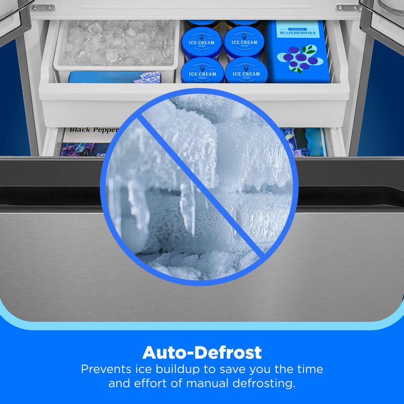 Midea 33 in. 22.6 cu. ft. Smart Counter Depth Garage-Ready French Door Refrigerator with Ice Maker - Stainless Steel, , hires