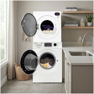 Equator Compact 24 in. 1.57 cu. ft. Electric Front Load Laundry Center with Sensor Dry, Pet & Sanitize Cycle - White, , hires