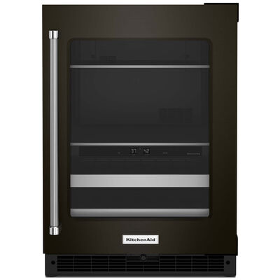 KitchenAid 24 in. Built-In 4.8 cu. ft. Compact Beverage Center with Pull-Out Shelves & Digital Control - Black Stainless Steel | KUBR314KBS