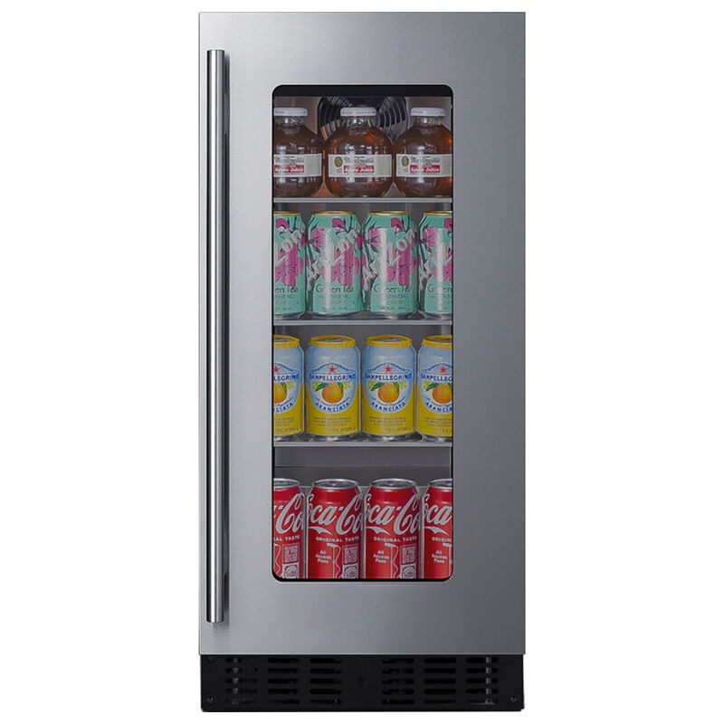 Summit 15 in. Built-In/Freestanding 1.8 cu. ft. Compact Beverage Center with Adjustable Shelves & Digital Control - Stainless Steel, , hires