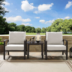 Crosley Kaplan Oil Rubbed Bronze 3 PC Outdoor Metal Armchair Set - Oatmeal, , hires