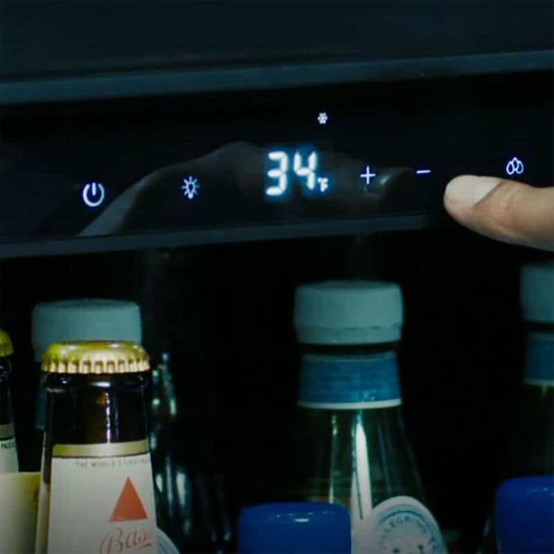 XO 15 in. Built-In/Freestanding 3.3 cu. ft. Compact Beverage Center with Pull-Out Shelves & Digital Control - Black Stainless Steel, , hires