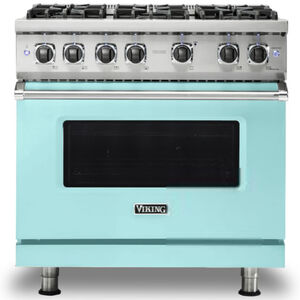 Viking 36 in. 5.1 cu. ft. Convection Oven Freestanding Gas Range with 6 Sealed Burners - Bywater Blue, , hires