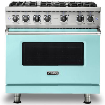 Viking 36 in. 5.1 cu. ft. Convection Oven Freestanding Gas Range with 6 Sealed Burners - Bywater Blue | VGR5366BBW