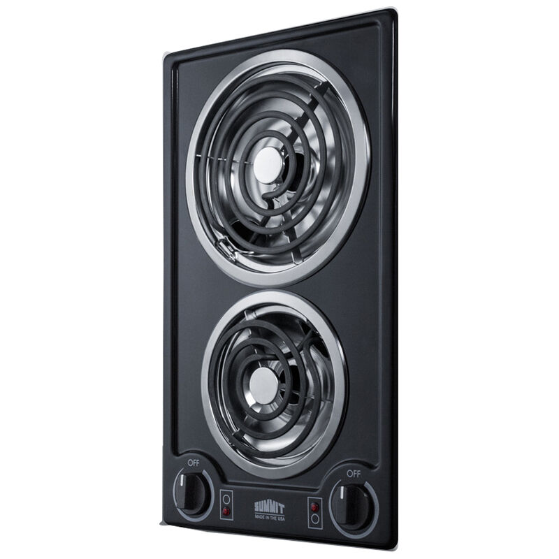 Summit 12 in. 2-Burner Electric Cooktop - Black, , hires