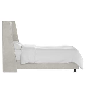 Skyline King Nail Button Tufted Wingback Bed in Velvet - Light Grey, Grey, hires