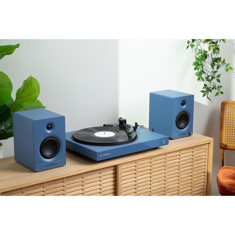 Victrola Wave Bluetooth Turntable with Auracast - Blue, , hires