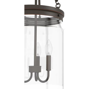 Hunter Devon Park 12 in. 3-Light Pendant with Clear Glass - Onyx Bengal, , hires