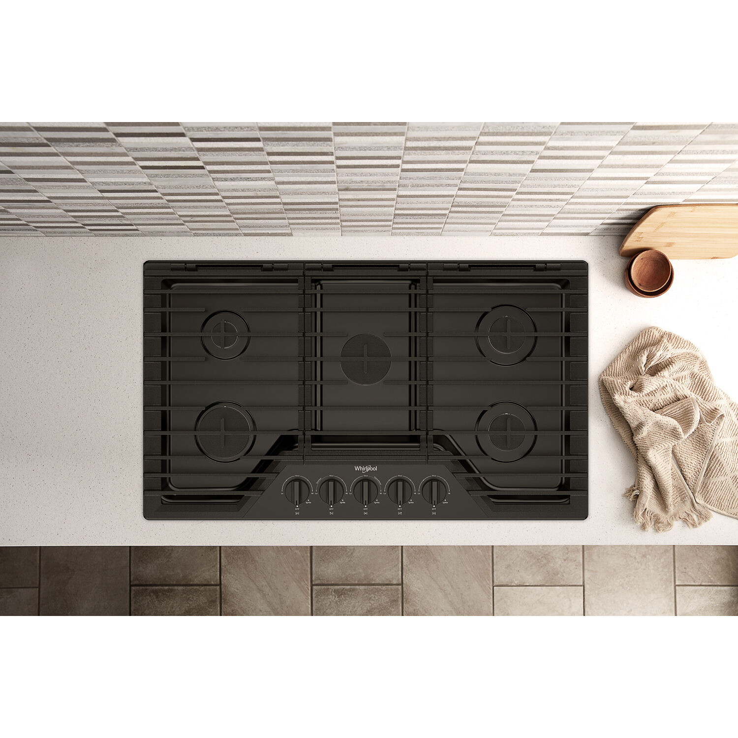 Whirlpool 36 in. 5-Burner Natural Gas Cooktop with Simmer Burner