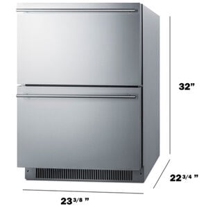 Summit 24 in. 3.5 cu. ft. Built-In Outdoor Frost Free Double Freezer Drawers - Custom Panel Ready, , hires