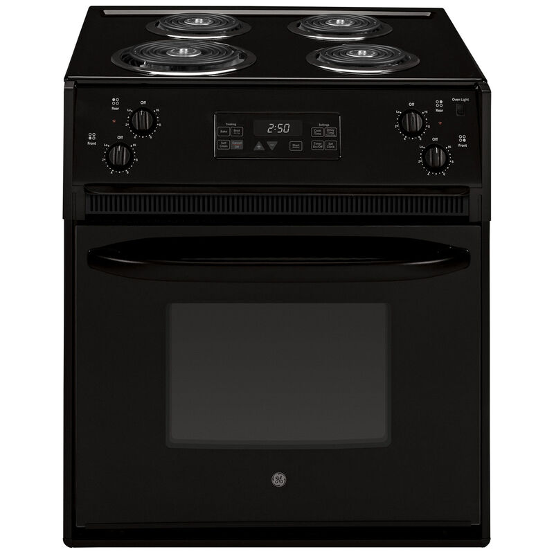 GE 27 in. 3.0 cu. ft. Oven Drop-In Electric Range with 4 Coil Burners -  Black