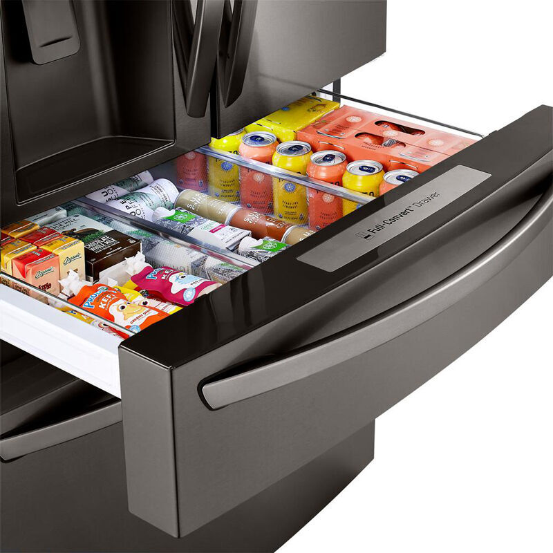 LG 36 in. 29.5 cu. ft. Smart 4-Door French Door Refrigerator with External Ice & Water Dispenser- Black Stainless Steel, Black Stainless, hires