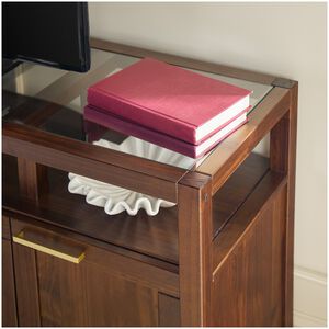 Walker Edison Isla Modern TV Stand with Glass Top - Walnut, , hires