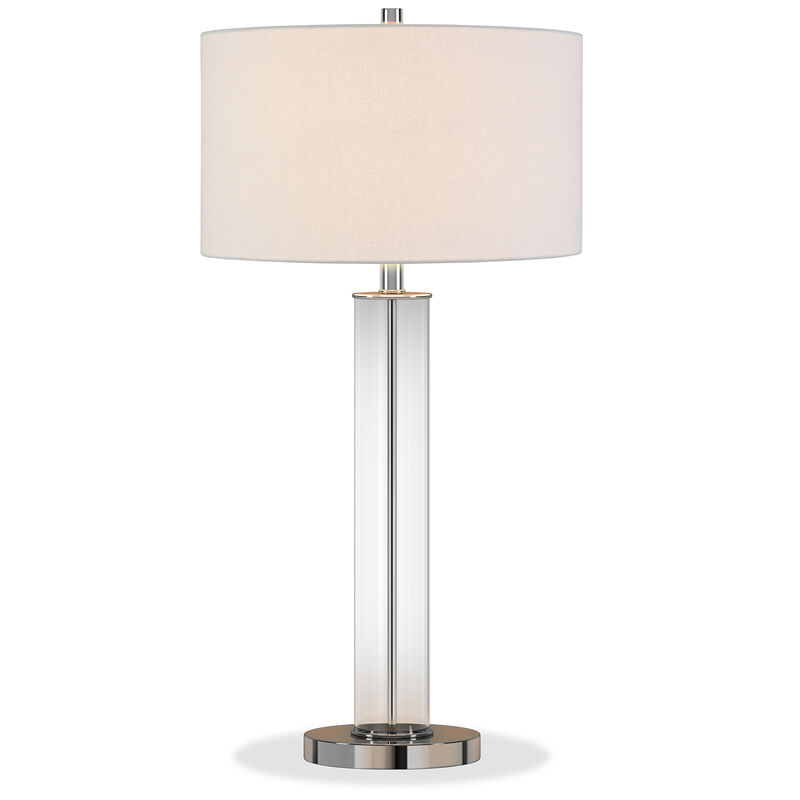 Hudson & Canal Harlow Polished Nickel and Clear Glass Table Lamp- Silver/Clear, , hires