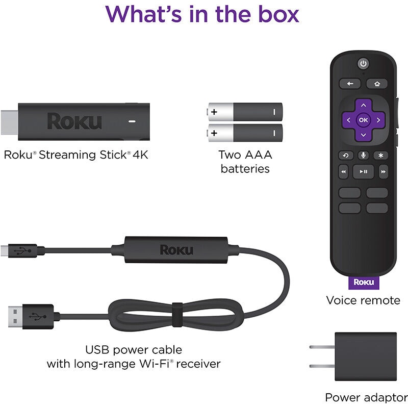 Roku Streaming Stick 4K | Streaming Device with Voice Remote and Long-Range Wi-Fi - Black, , hires
