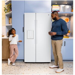GE 36 in. 23.6 cu. ft. Counter Depth Side-by-Side Refrigerator with Ice & Water Dispenser - White, , hires