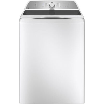 GE Profile 28 in. 4.9 cu. ft. Smart Top Load Washer with Agitator, Smarter Wash Technology, FlexDispense & Sanitize with Oxi - White | PTW605BSRWS