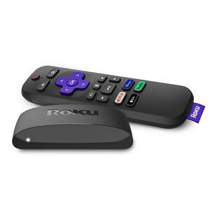 Roku Express 4K+ | Streaming Player HD/4K/HDR with Roku Voice Remote with TV Controls, includes Premium HDMI Cable - Black, , hires
