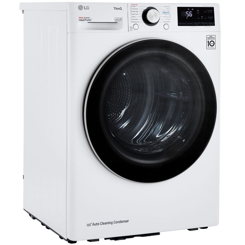 LG 24 in. 4.2 cu. ft. Smart Stackable Ventless Electric Dryer with Heat Pump, Sensor Dry & Sanitize Cycle - White, White, hires