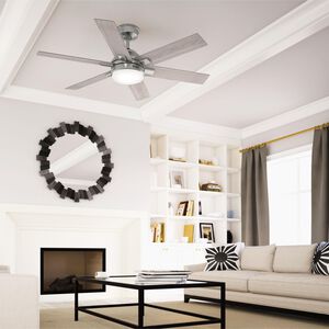 Hunter 52 in. Georgetown Energy Star HunterExpress Ceiling Fan with LED Light Kit & Handheld Remote - Brushed Nickel, , hires
