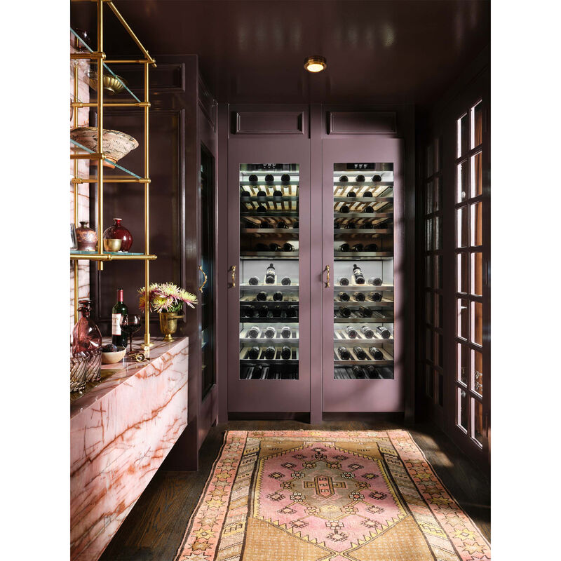 Signature Kitchen Suite Instaview 18 in. Built-in Smart Wine Cooler with Metal & Wood Racks, Dual Temperature Zones & 71 Bottle Capacity - Custom Panel Ready, , hires