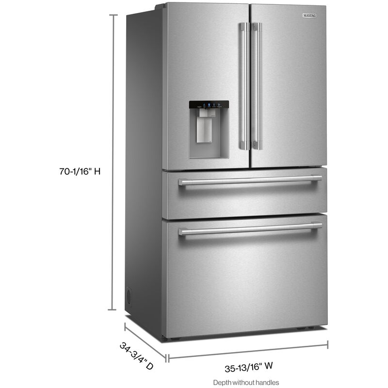 Maytag 36 in. 28.9 cu. ft. 4-Door French Door Refrigerator with Ice & Water Dispenser - Fingerprint Resistant Stainless Steel, , hires