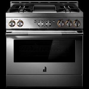 JennAir Rise Series 36 in. 5.1 cu. ft. Smart True European Convection Gas Range with 4 Sealed Burners & Griddle - Stainless Steel, , hires