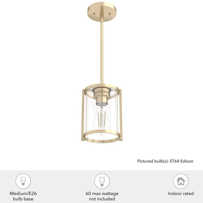 Hunter Astwood 6 in. Mini Pendant with Clear Glass - Alturas Gold, , hires