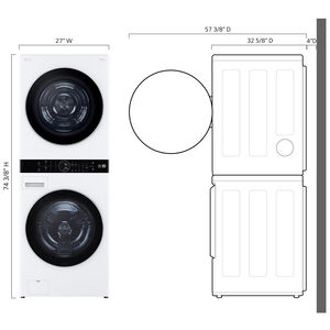 LG 27 in. 5.0 cu. ft. Smart Electric Front Load Ventless WashTower with Heat Pump, Center Control, AI Sensor Dry, Sanitize & Steam Cycle - White, , hires