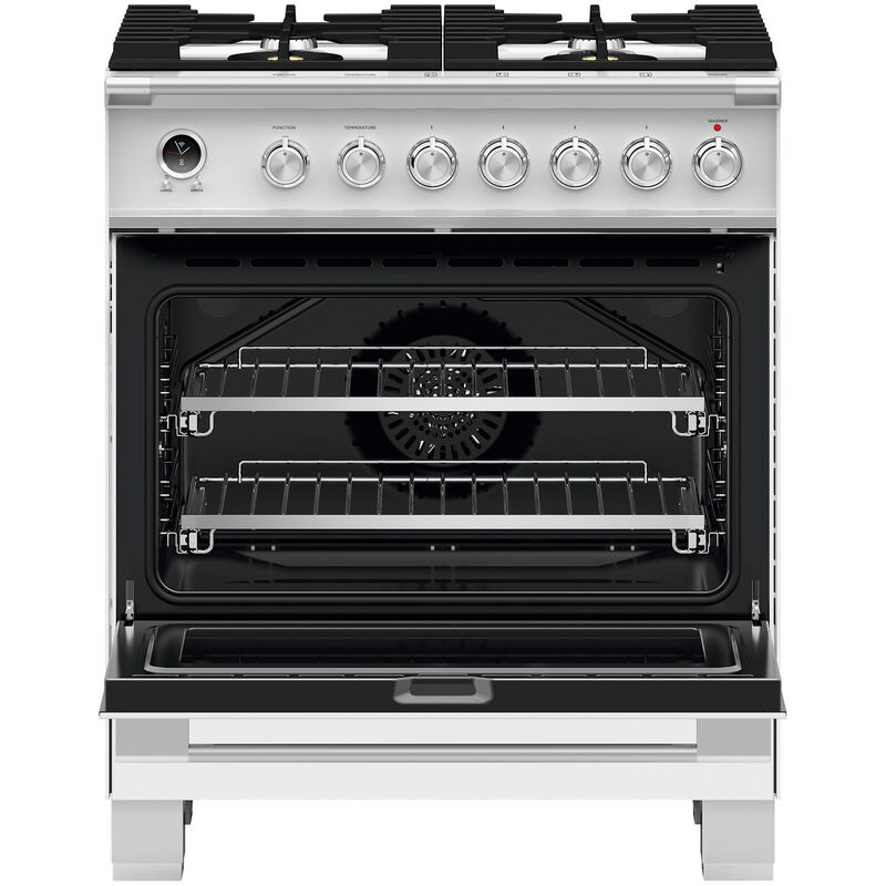 Fisher & Paykel Series 9 Classic 30 in. 3.5 cu. ft. True European Convection Dual Fuel Range with 4 Sealed Burners - White, , hires