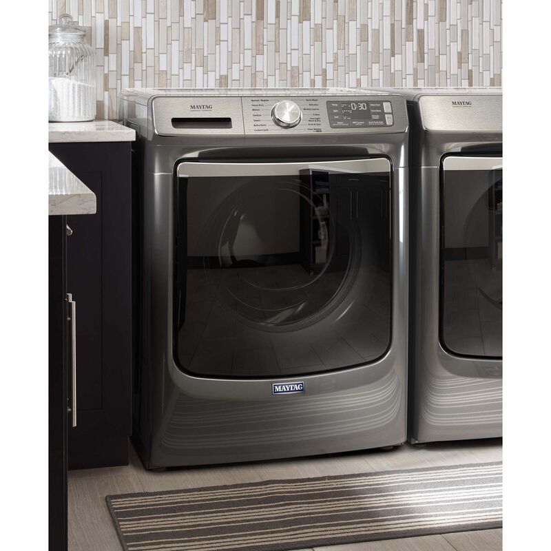Maytag 27 in. 5.0 cu. ft. Smart Stackable Front Load Washer with Extra Power, 24-Hr Fresh Hold Option, Sanitize & Steam Wash Cycle - Metallic Slate, Metallic Slate, hires
